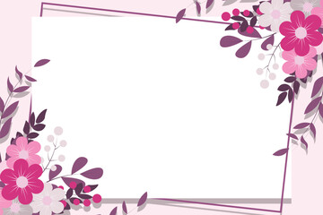 Flower frame banner background. Vector illustration.