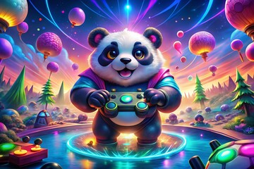 Dynamic Panda Gaming Logo Template for Esports, Featuring an Intense Expression, Bold Colors, and Modern Typography Ideal for Branding and Merchandise in the Gaming Community