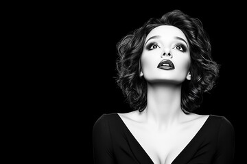 Fototapeta premium A captivating monochrome portrait of a woman radiating grace and self-assurance.