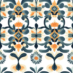 Tile floral seamless pattern