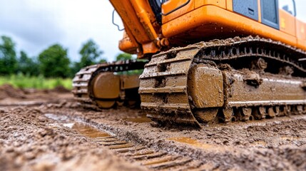 Muddy Tracks of an Excavator