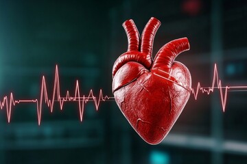 A real-time 3D animation of heart rhythms transitioning into a digital EKG graph, blending biology and technology