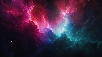 Fototapeta premium Cosmic Nebula, Red and Teal Space Clouds