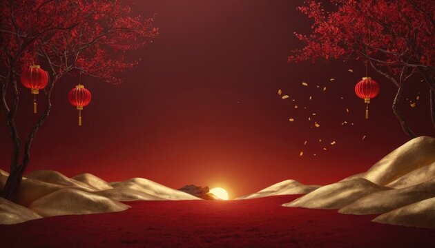 Red and Gold Minimalist Templates for Lunar Year Festivities.