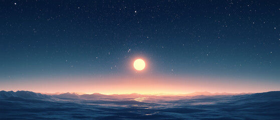 Fototapeta premium Sunset over alien ocean.