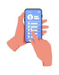 Phone in hand scrolling information