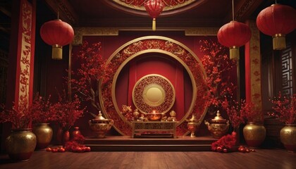 Luxurious Red and Gold Themes for Festive 2025 Lunar Year Illustrations.