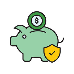 Savings color line icon with white background vector stock illustration
