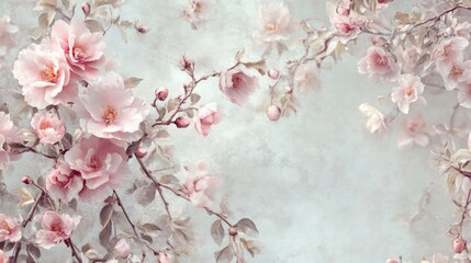 Delicate cherry blossom blooms tranquil garden floral artwork soft colors close-up view nature’s serenity