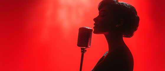 Red Silhouette of a Singer.
