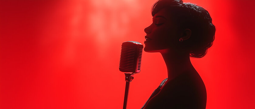 Red Silhouette of a Singer.