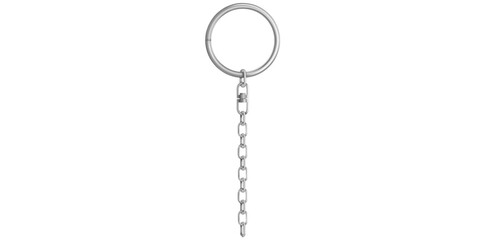 Realistic Silver Key Chain With Metal Ring Vector Illustration.	