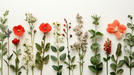 Red frower on an Old Paper Wall with a Floral Frame