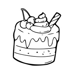 cartoon of birthday cake coloring page
