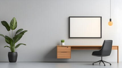 Clean and stylish office workspace with professional decor, clutter-free desk, and natural lighting, 3D rendering
