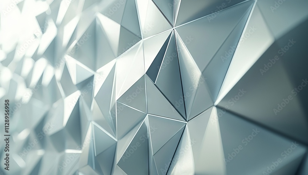 Poster a 3d abstract rendering of a geometric structure with a modern background featuring interconnected l