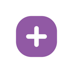 Obraz premium Purple Square Button with Central Plus Sign, Pixelated Design