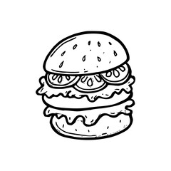 a drawing illustration of a burger 