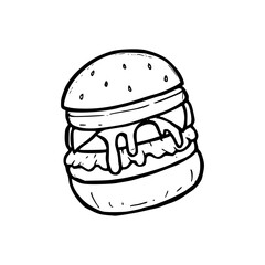 a drawing illustration of a burger 