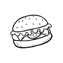a drawing illustration of a burger 