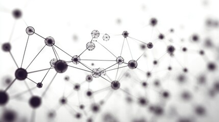 Network structure chemical bonds in molecular level of lines and points, dots and connections