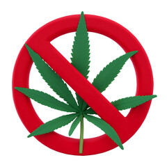 Weed Prohibit 3D Illustration icon design