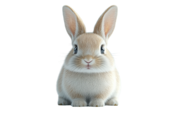 Cute rabbit with fluffy fur and large ears, sitting calmly, perfect for animal lovers and nature photography. Ideal for educational or decorative purposes.