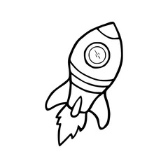 cartoon rocket isolated on white