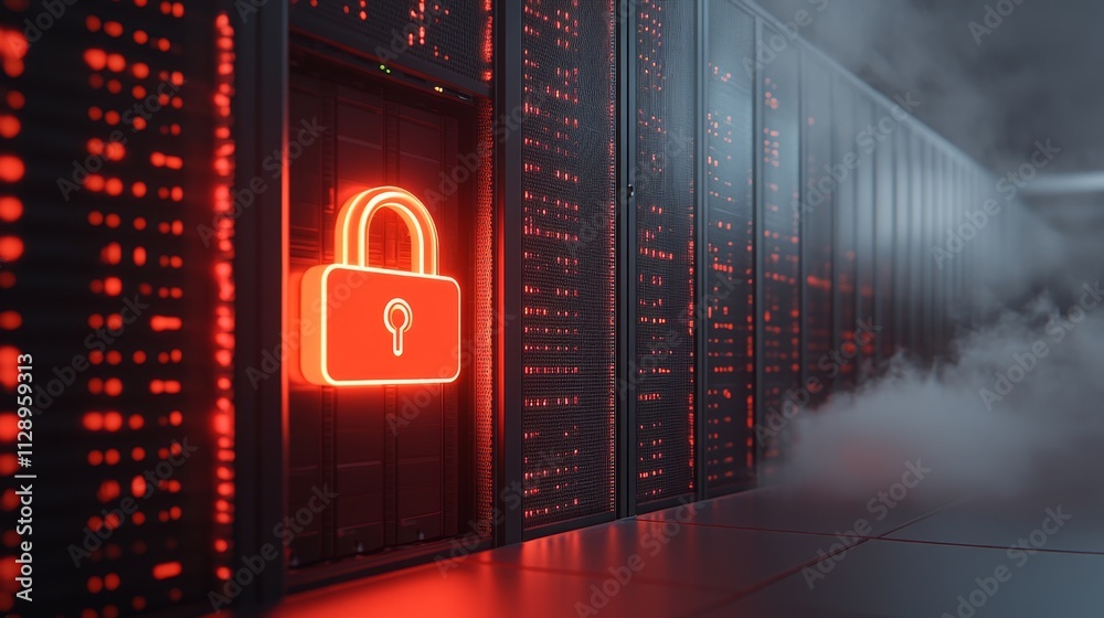 Poster data security measures in tech industry protecting information in server environments with advanced 