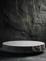 Stone Platform on Dark Rock Background