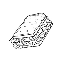 a drawing of a sandwich breakfast