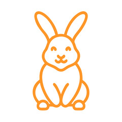 Obraz premium Outline icon of a happy sitting rabbit in orange color 