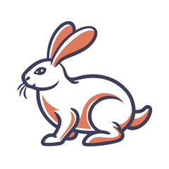 Obraz premium Stylized cartoon rabbit icon with white body and orange accents