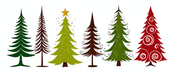 Obraz premium christmas trees set