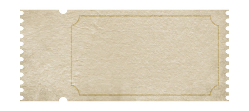 Vintage blank ticket template made of beige textured old paper with copy space	