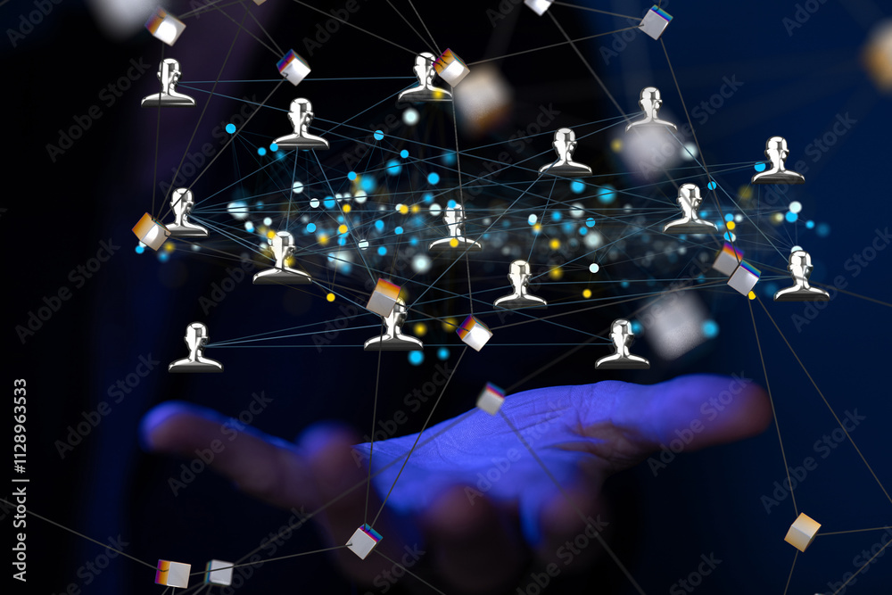 Poster Unity group and teamwork concept digital