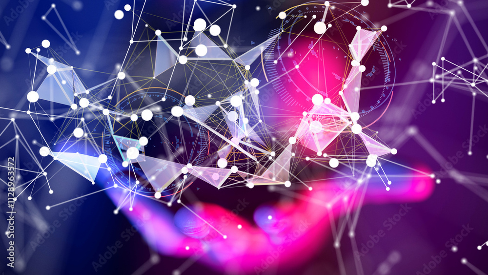Aufkleber neural network 3d illustration. big data and cybersecurity