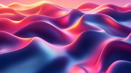 Obraz premium Colorful, undulating lines in an abstract 3D render, used as a background design.