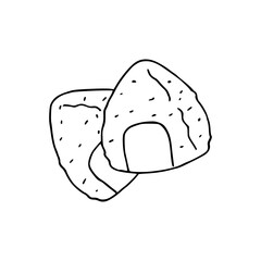 a black and white drawing of an onigiri icon