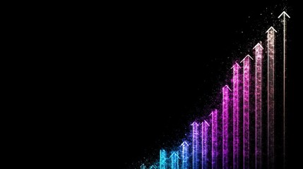 Obraz premium make me an upward trending exponential line graph that is 2D but techniology sector looking, with a burple and while color scheme, shgowing growth 