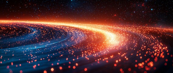 Obraz premium An abstract background featuring blue and red light rays depicting futuristic speed motion.