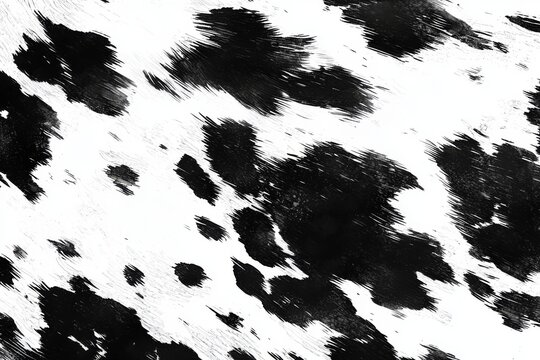 A modern, chic texture showcasing black and white cow patterns, cow spots, and tiger cotton chintz.