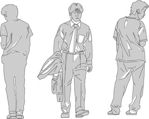 Vector sketch illustration, silhouette design, image of a worker in a neat shirt doing activities.eps