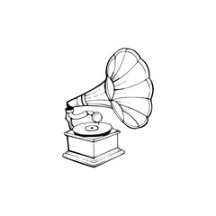illustration of a gramophone isolated on white
