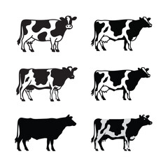 Vector Silhouette  Of  Frisian  Milk Giving Cow
