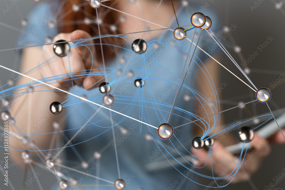 Poster conference digital network and data concept 3d