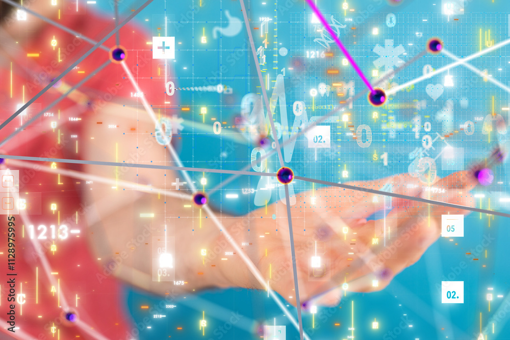 Poster digital medical futuristic interface 3d rendering - 3d
