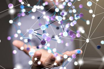 Neural network concept. Connected cells with links.