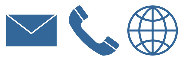 Vector Illustration of Contact Symbols: Envelope, Phone, and Globe Icons