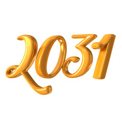 Happy New Year Number 2031 Gold 3D Render